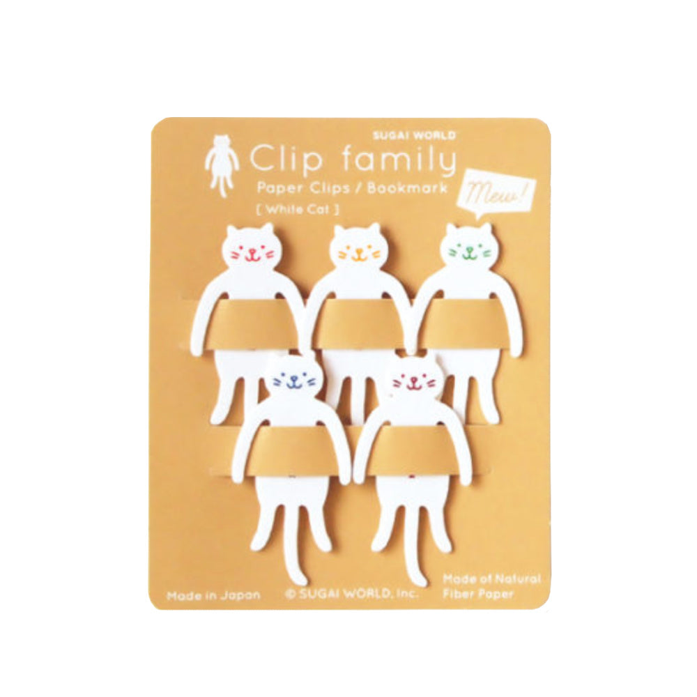 Animal Family Bookmarks-Japan-Best.net-White Cat Clip-Japan-Best.net