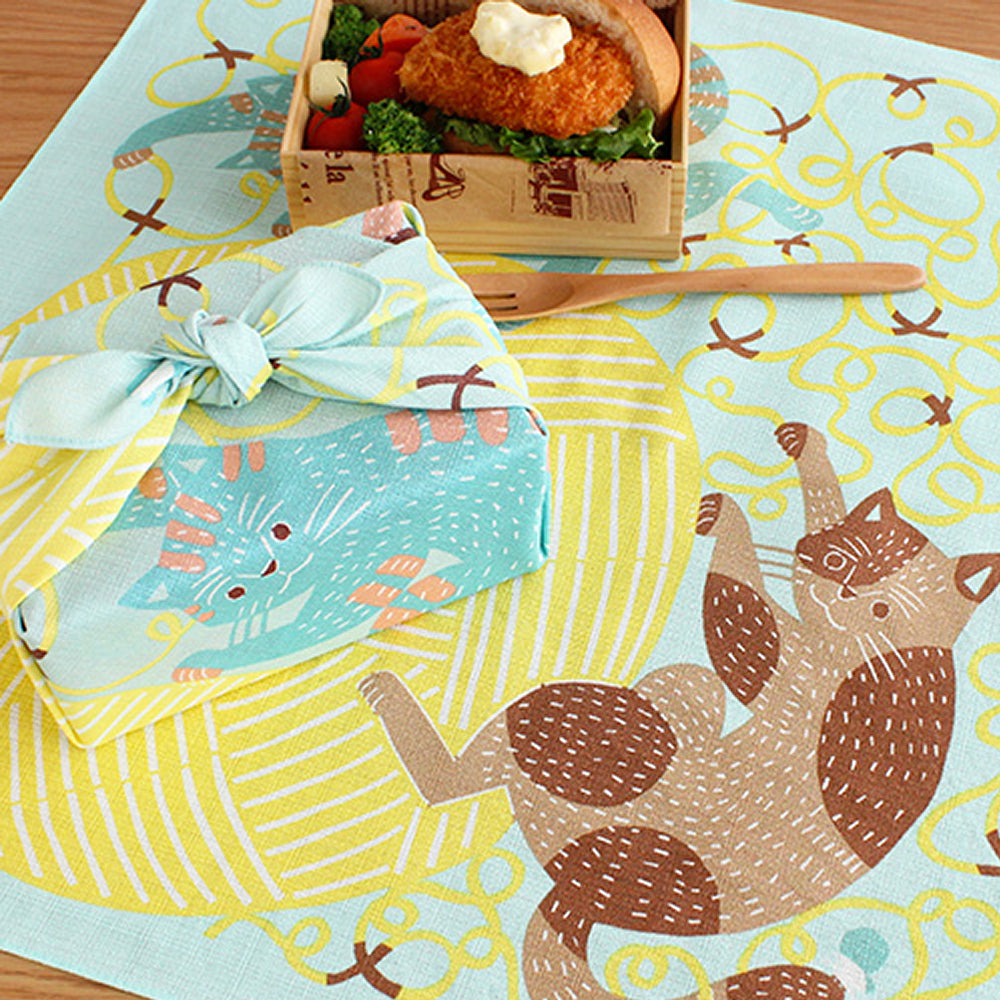 Furoshiki - Cat & Yarn-www.Japan-Best.net-Japan-Best.net