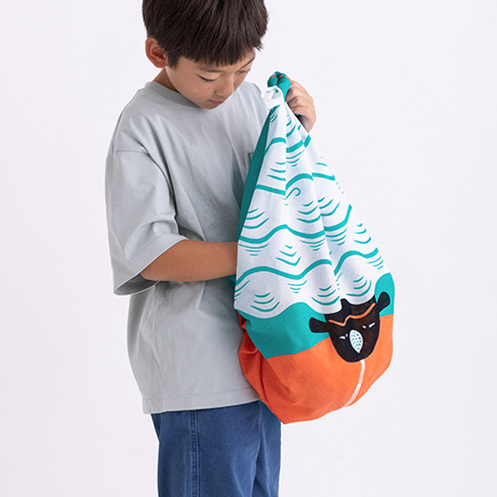 Furoshiki - Whale in the Morning Sun Blue-www.Japan-Best.net-Japan-Best.net