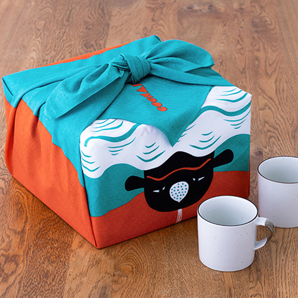 Furoshiki - Whale in the Morning Sun Blue-www.Japan-Best.net-Japan-Best.net