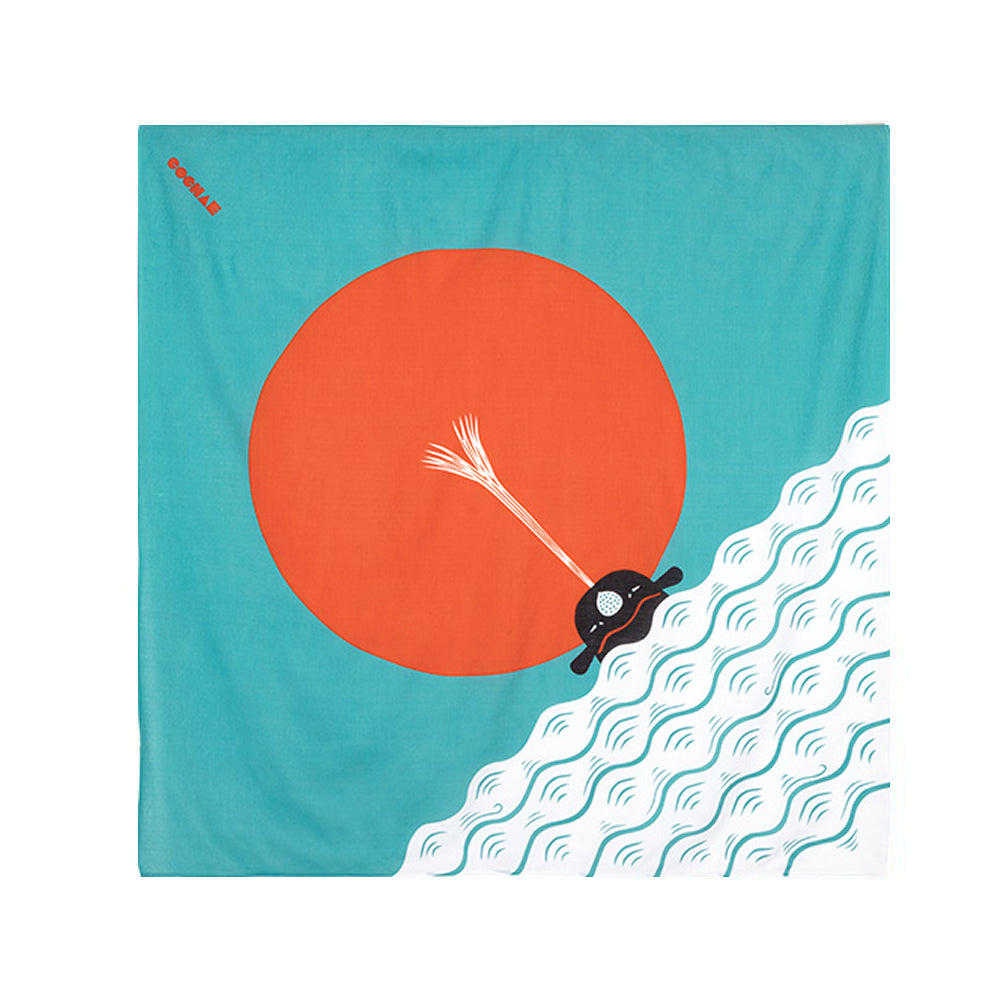 Furoshiki - Whale in the Morning Sun Blue-www.Japan-Best.net-Japan-Best.net