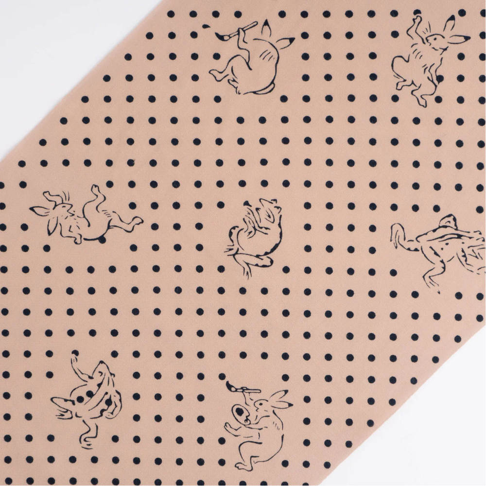 Hand-dyed Tenugui - Rabbit & Frog Komon-www.Japan-Best.net-Japan-Best.net