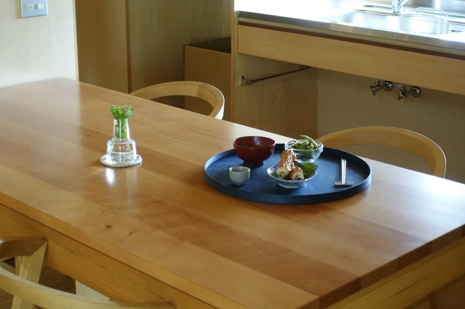 Round Rays Tray "Indigo Dyed" Large-Mori Kougei Wooden Trays-Japan-Best.net