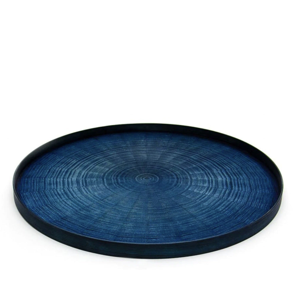Round Rays Tray "Indigo Dyed" Large-Mori Kougei Wooden Trays-Japan-Best.net