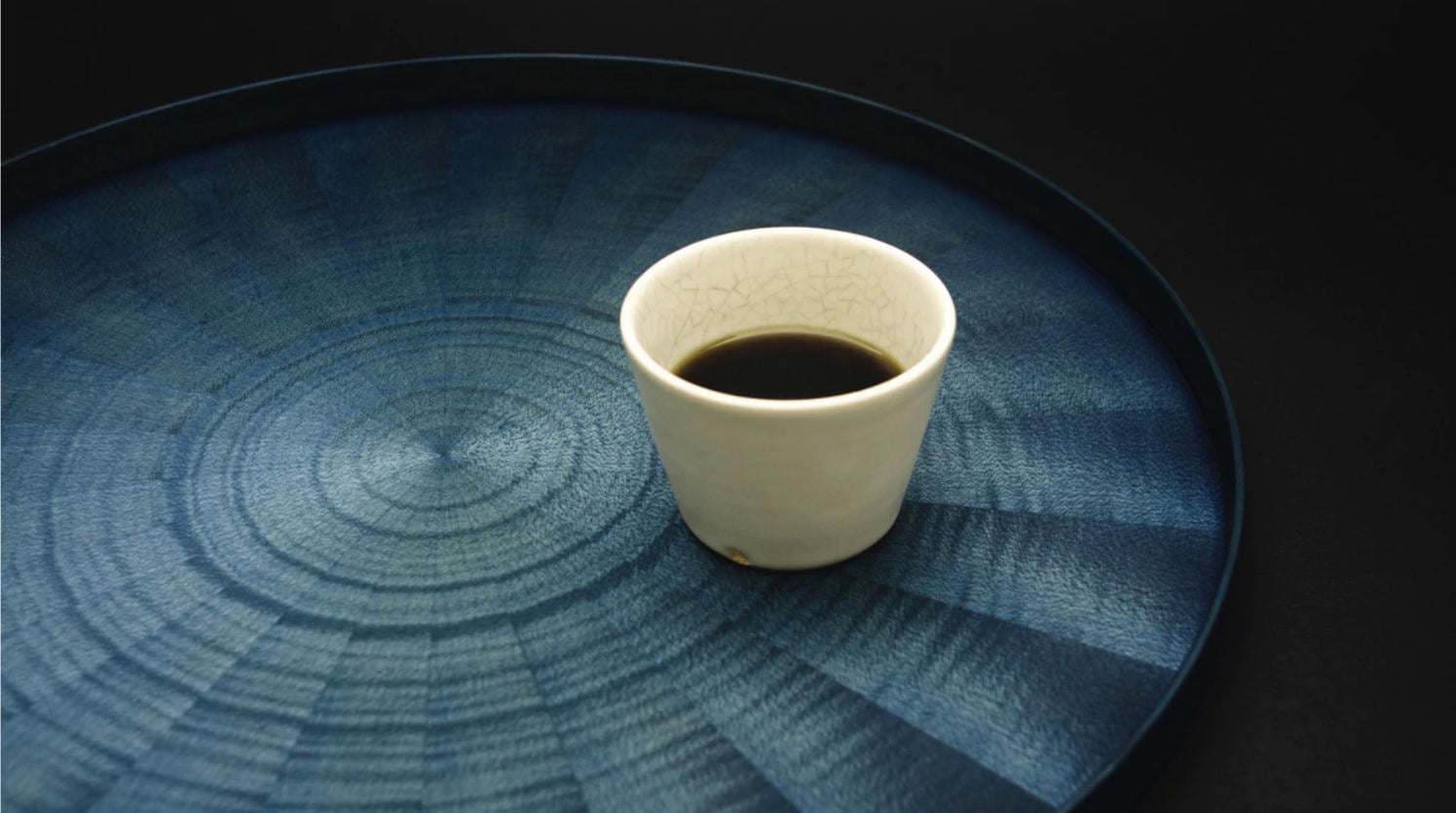 Round Rays Tray "Indigo Dyed" Large-Mori Kougei Wooden Trays-Japan-Best.net