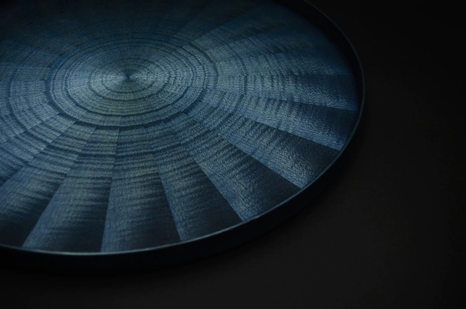 Round Rays Tray "Indigo Dyed" Large-Mori Kougei Wooden Trays-Japan-Best.net