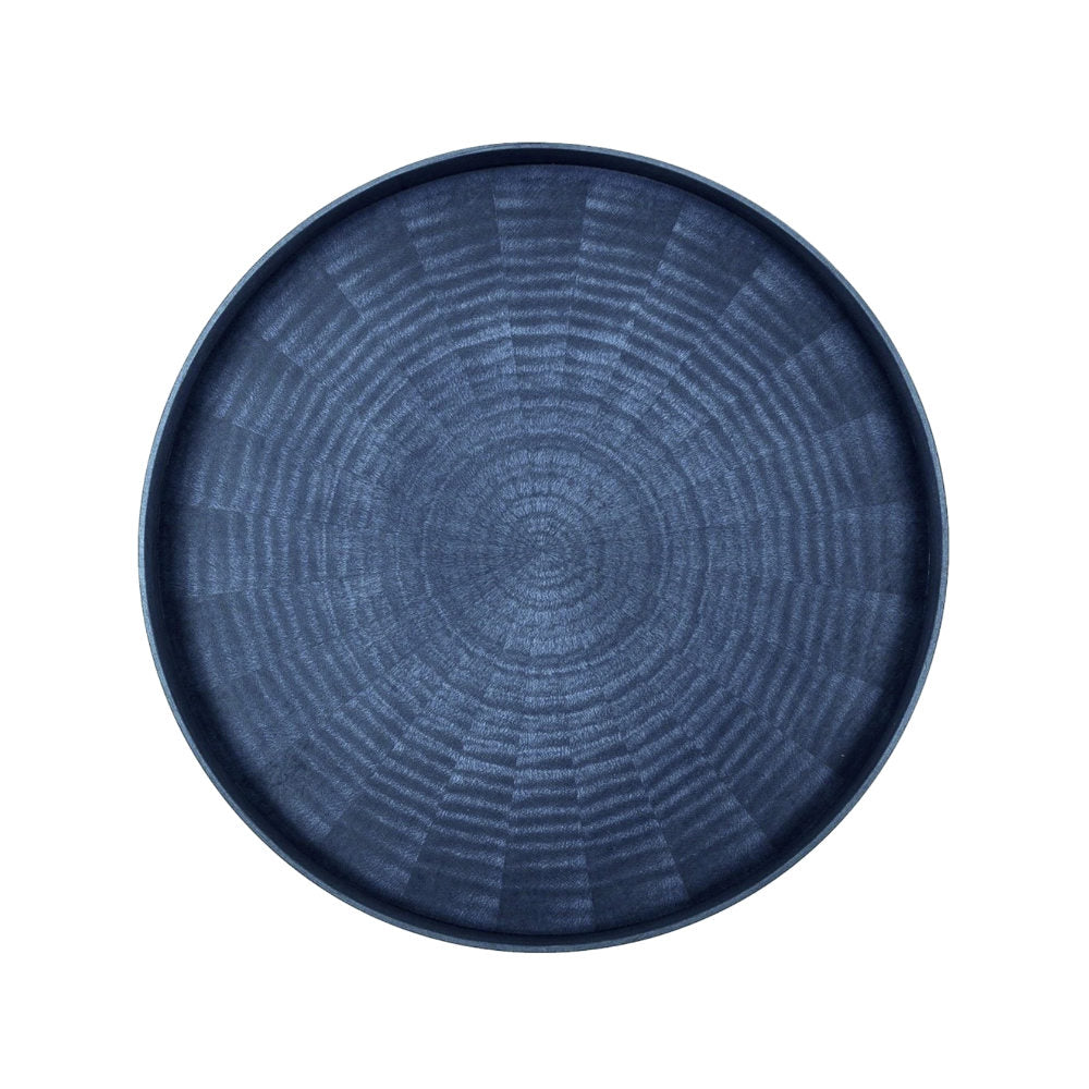 Round Rays Tray "Indigo Dyed" Large-Mori Kougei Wooden Trays-Japan-Best.net