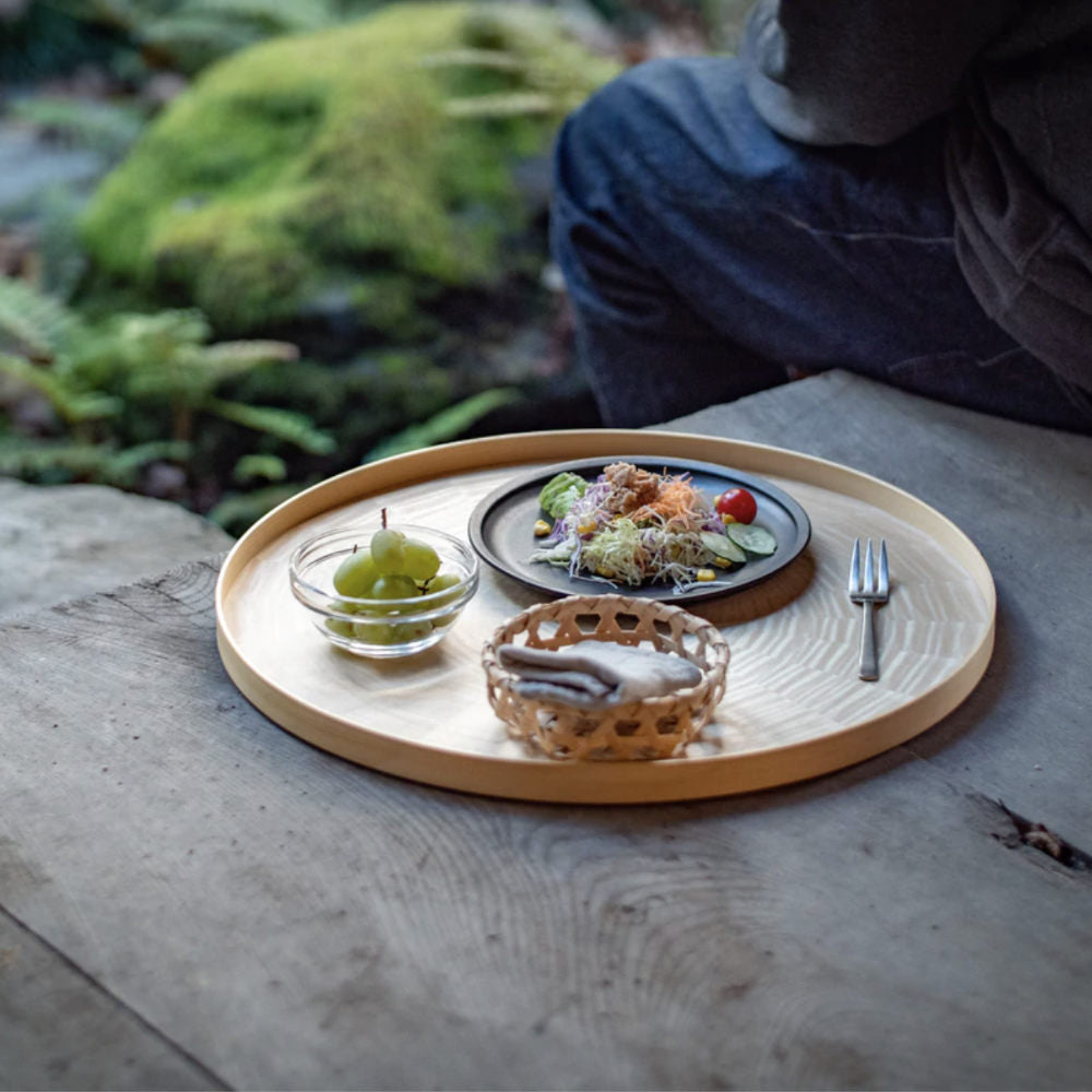 Round Rays Tray "White Sycamore" - Large-Mori Kougei Wooden Trays-Japan-Best.net