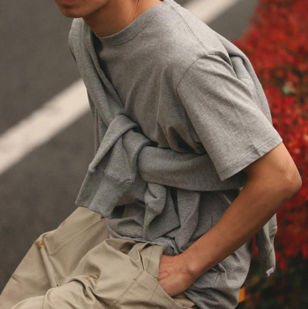 MocT - Crew Neck Tee with Pocket : White, Grey, Navy-Japan-Best.net-Medium-White-Japan-Best.net