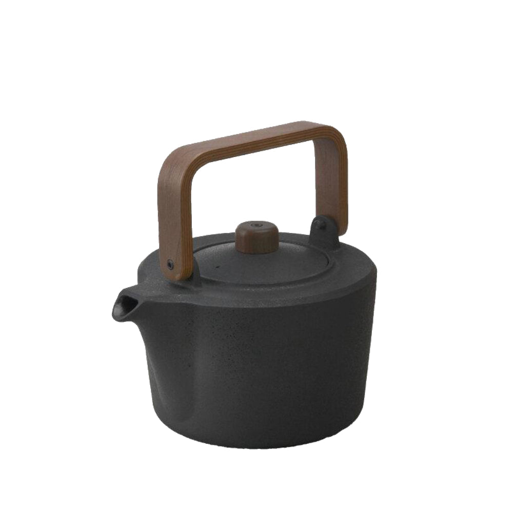 Cast Iron Tea Kettle with Wooden Handle : Pre-Order-Chushin Kobo Iron Kettles-1.4L Kettle - Walnut Handle-Japan-Best.net