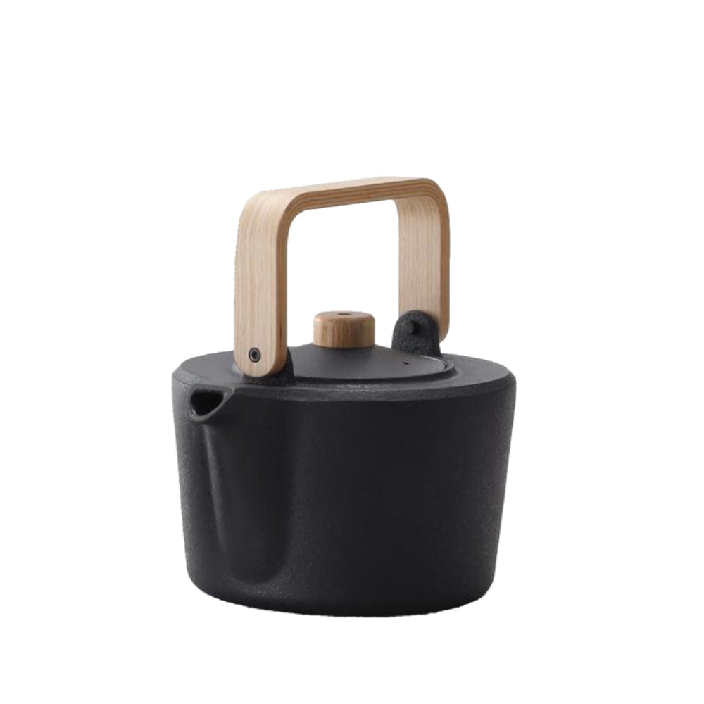 Cast Iron Tea Kettle with Wooden Handle : Pre-Order-Chushin Kobo Iron Kettles-1.4L Kettle - White Oak Handle-Japan-Best.net