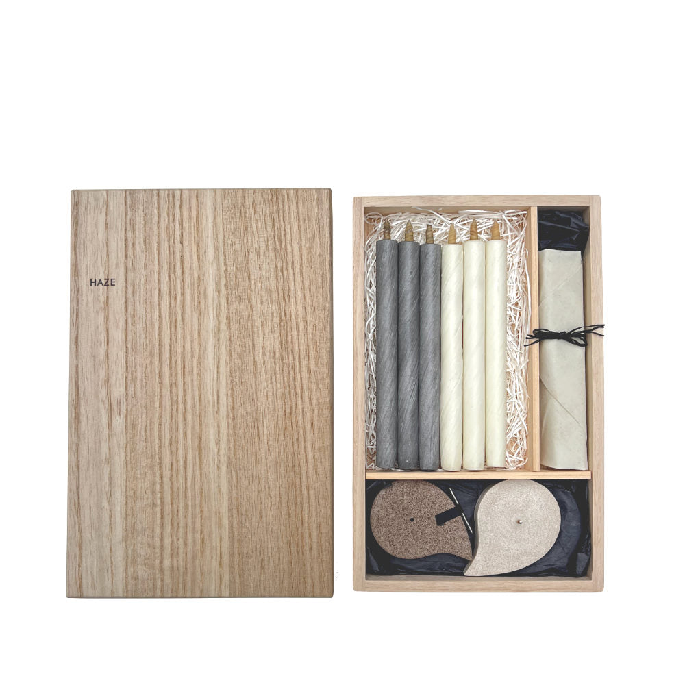 Purifying Japanese Candle and Palo Santo Paulownia Box Set-Warosoku Candle-Japan-Best.net-Japan-Best.net