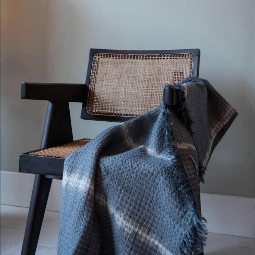 Suzusan Hand Woven Baby Alpaca Throw - Itajime Shibori-www.Japan-Best.net-Japan-Best.net