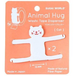 Animal Hug Washi Tape Cutter-Japan-Best.net-White Cat-Japan-Best.net