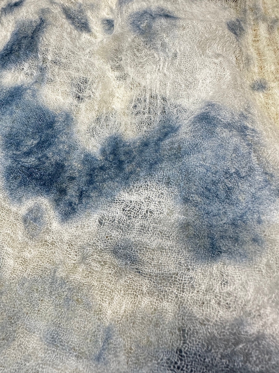 Suzusan Hand Woven Feather Weight Cashmere Shawl - Madara Shibori-www.Japan-Best.net-Japan-Best.net