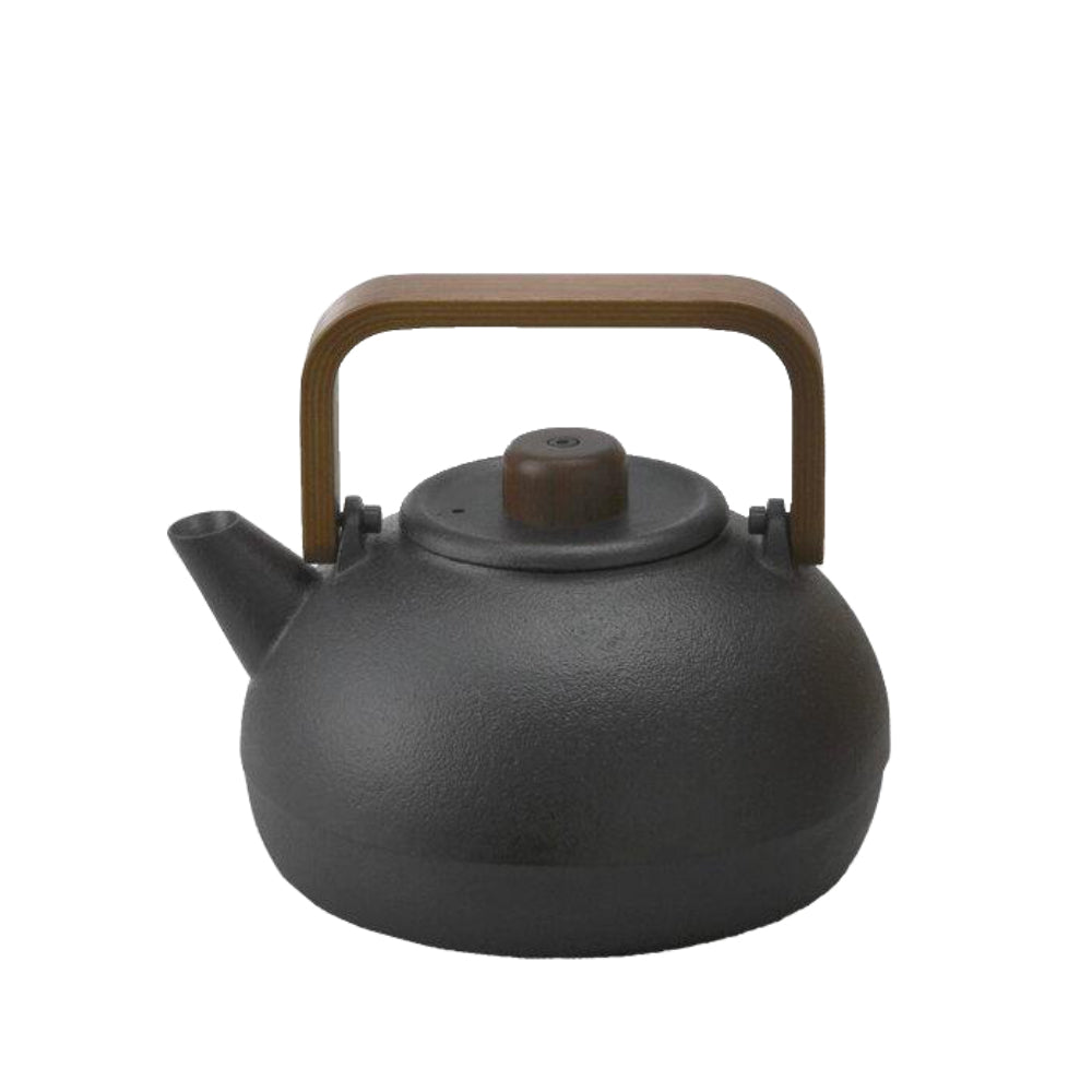 Cast Iron Round Tea Kettle with Wooden Handle : Pre-order-Chushin Kobo Iron Kettles-1.1L Kettle - Walnut Handle-Japan-Best.net