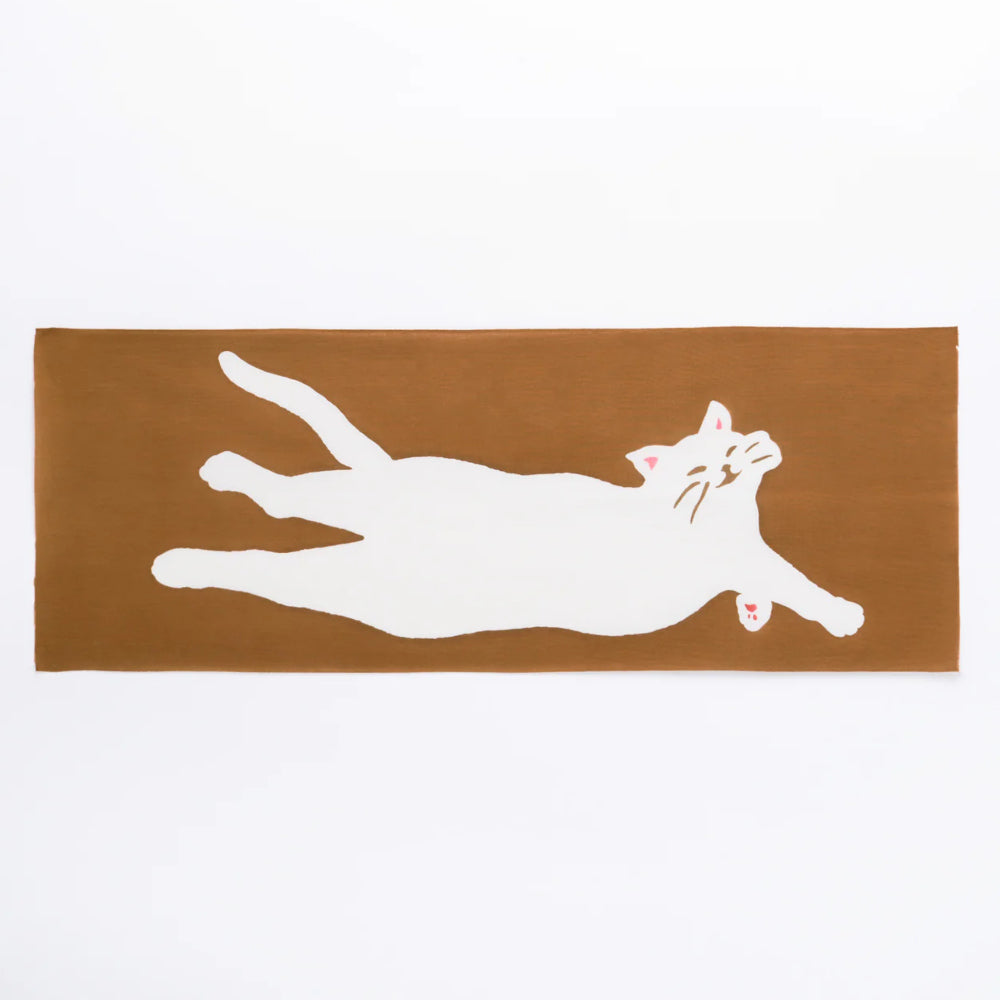 Hand-dyed Tenugui - Lounging Cat-www.Japan-Best.net-Japan-Best.net