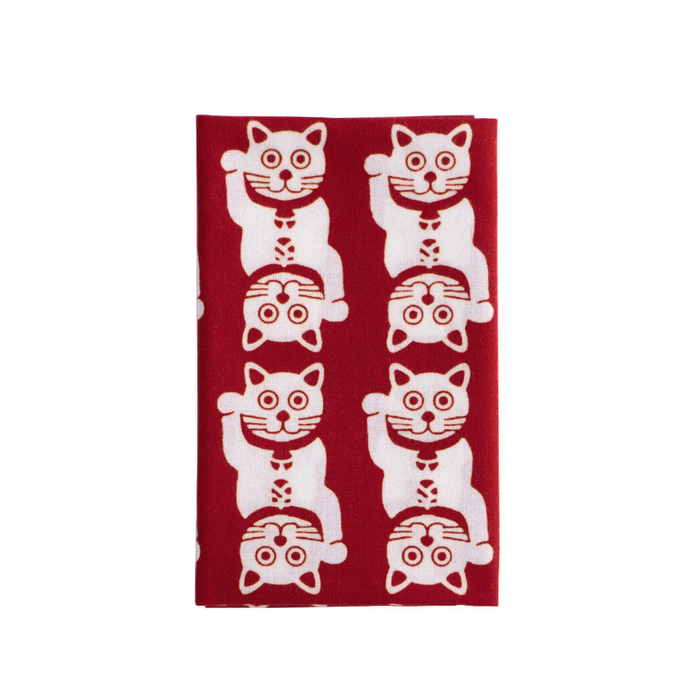 Hand-dyed Tenugui - Maneki Neko - Lucky Cat-www.Japan-Best.net-Japan-Best.net