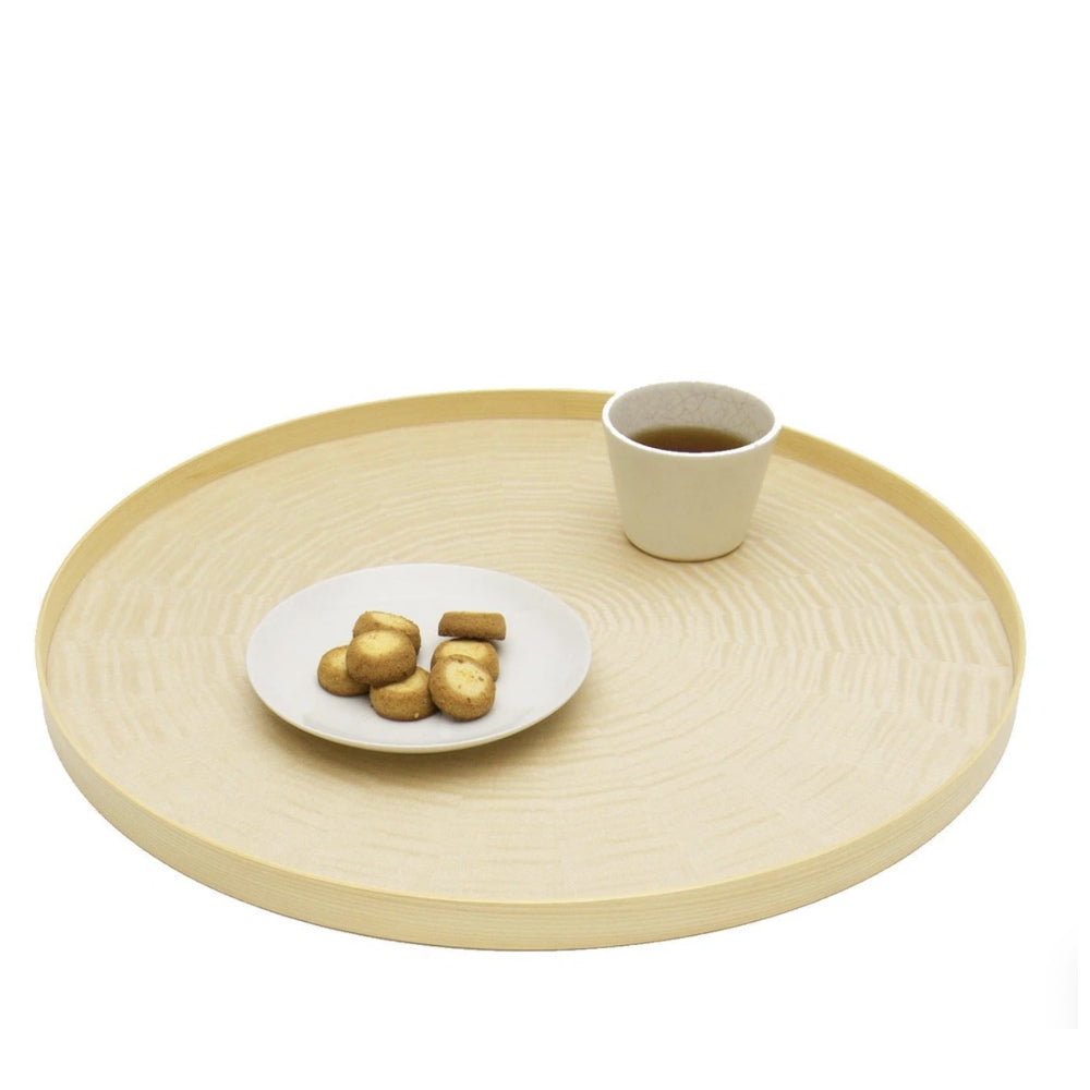 Round Rays Tray "White Sycamore" - Large-Mori Kougei Wooden Trays-Japan-Best.net