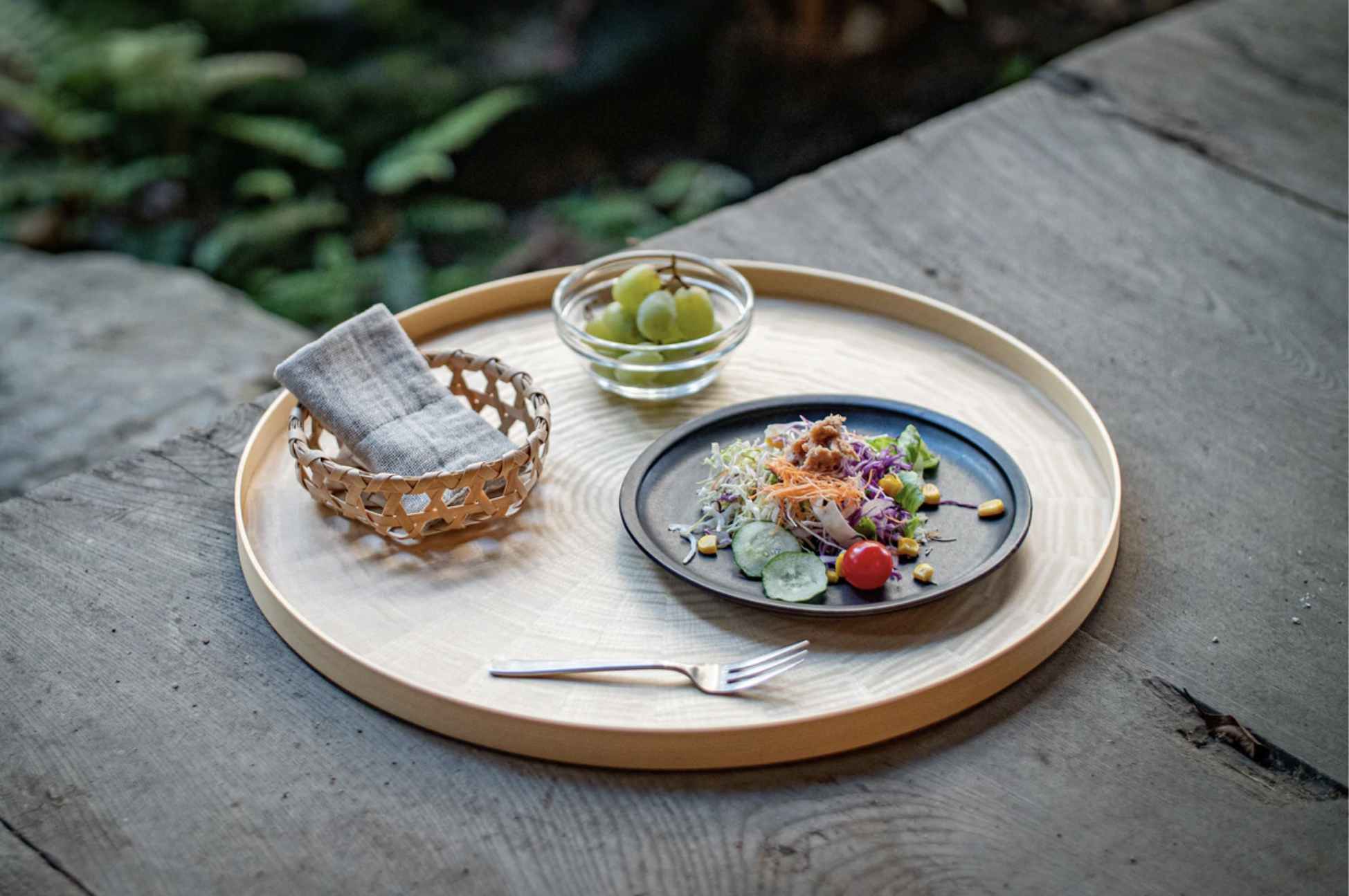 Round Rays Tray "White Sycamore" - Large-Mori Kougei Wooden Trays-Japan-Best.net