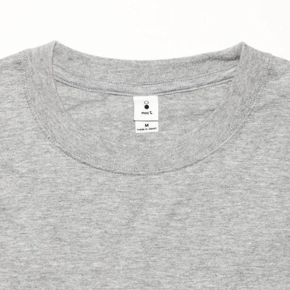 MocT - Long Sleeve Crew Neck Tee with Pocket : White, Grey, Navy-MOCT-Medium-Grey-Japan-Best.net