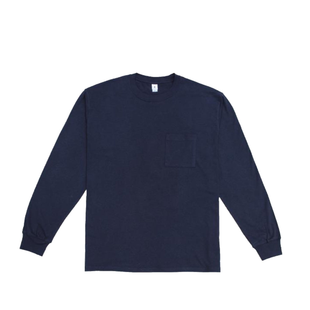 MocT - Long Sleeve Crew Neck Tee with Pocket : White, Grey, Navy-MOCT-Small-Navy-Japan-Best.net