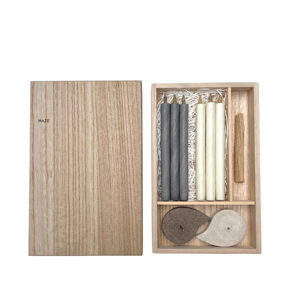 Purifying Japanese Candle and Palo Santo Paulownia Box Set-Warosoku Candle-Japan-Best.net-Japan-Best.net