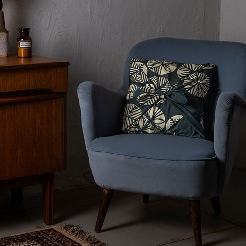 Water-repellent Reversible Furoshiki - Isa monyo Pine Blue Green/Dark Blue Gray-www.Japan-Best.net-Japan-Best.net