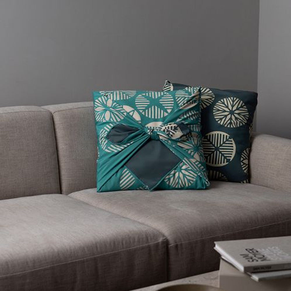 Water-repellent Reversible Furoshiki - Isa monyo Pine Blue Green/Dark Blue Gray-www.Japan-Best.net-Japan-Best.net